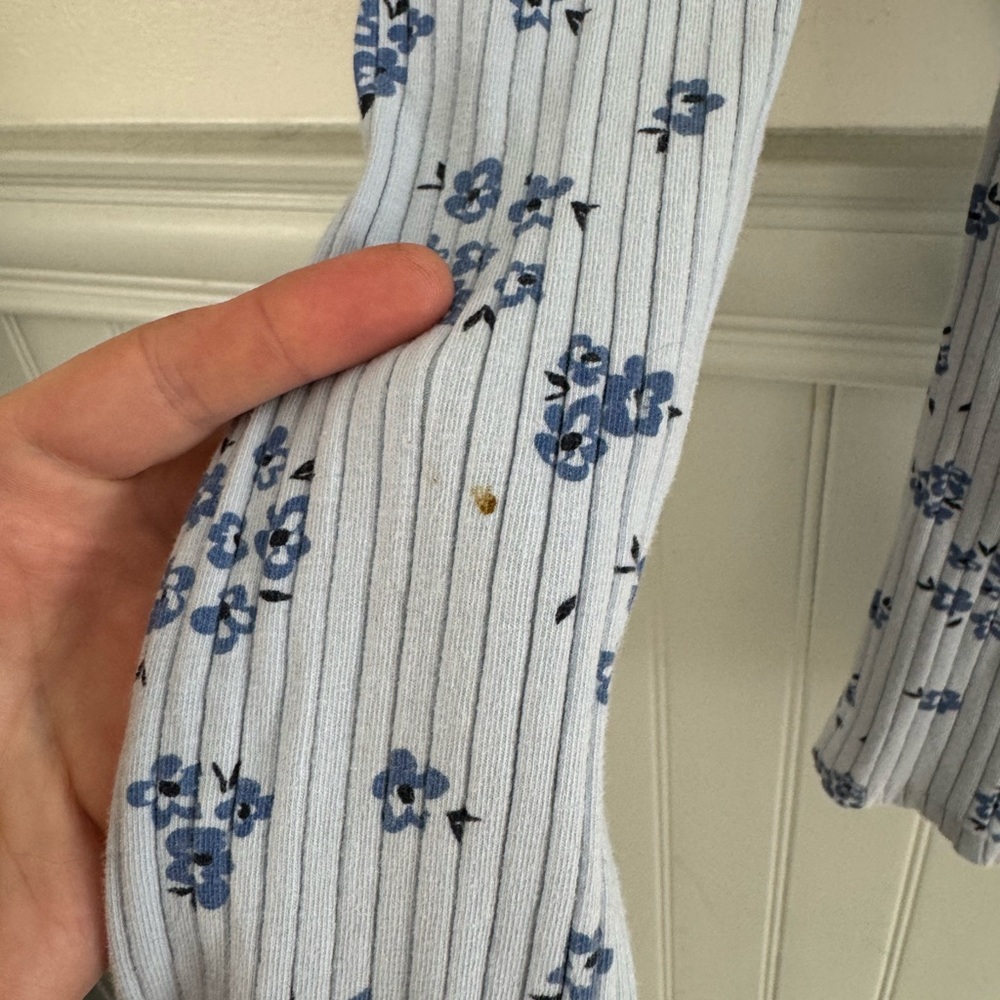 JESSICA SIMPSON Kids Light Blue Floral  Ribbed Cotton Tshirt Pant Set Size 4T - Picture 6 of 7